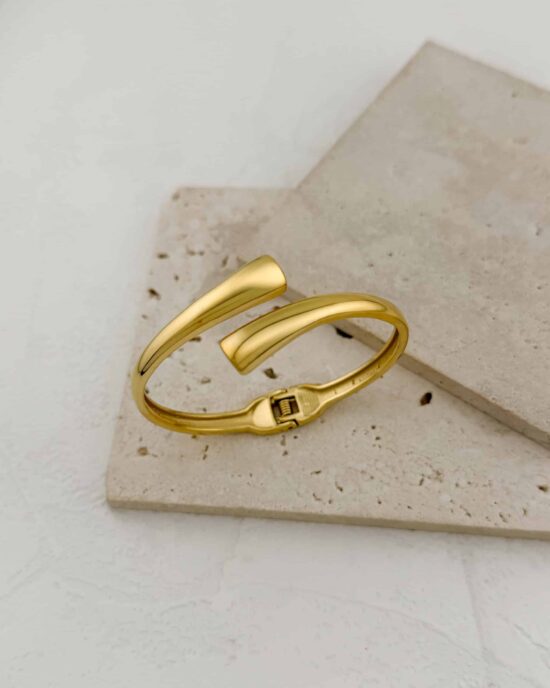 Βραχιόλι Χειροπέδα Minimal από Ανοξείδωτο Ατσάλι σε Χρυσό Τόνο