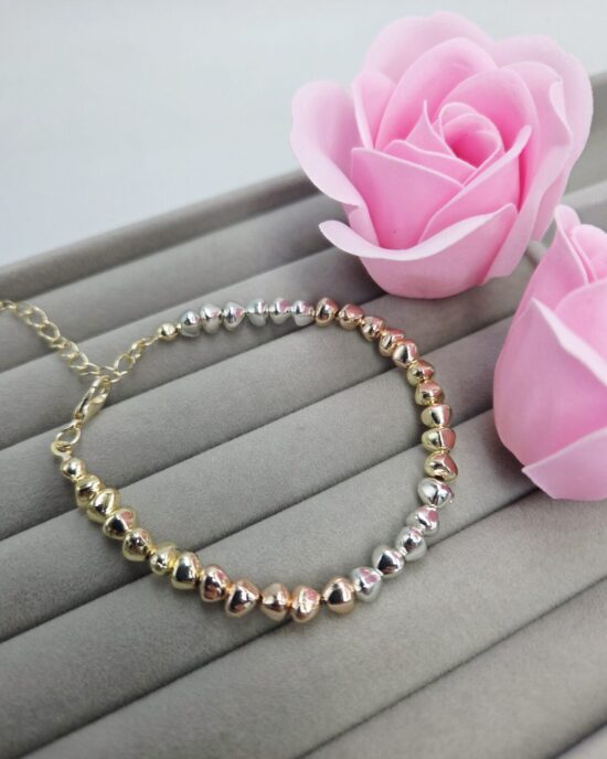 Βραχιόλι Μπίλιες από Ανοξείδωτο Ατσάλι σε Τρίχρωμο Τόνο (Χρυσό, Ασημί, Ροζ Χρυσό)