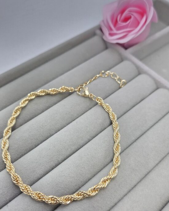 Βραχιόλι Rope Αλυσίδα από Ανοξείδωτο Ατσάλι σε Χρυσό Τόνο