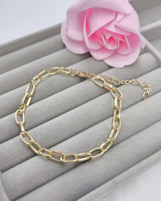 Βραχιόλι Αλυσίδα από Ανοξείδωτο Ατσάλι σε Χρυσό Τόνο