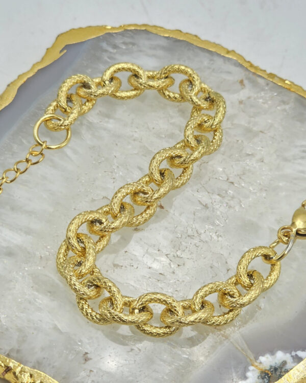 Statement Βραχιόλι Chain Gold Tone Stainless Steel – 17cm + 3cm Extension