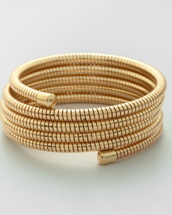 Γυναικείο Ατσάλινο Βραχιόλι Snake Coil σε Χρυσή Απόχρωση – Stainless Steel Wrap Bracelet