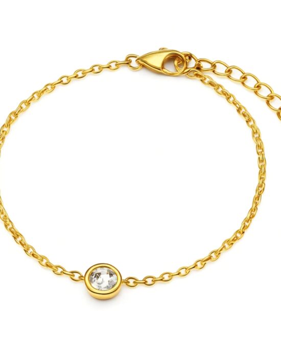 Γυναικείο Ατσάλινο Βραχιόλι με Ζιργκόν σε Χρυσή Απόχρωση – Stainless Steel Bracelet