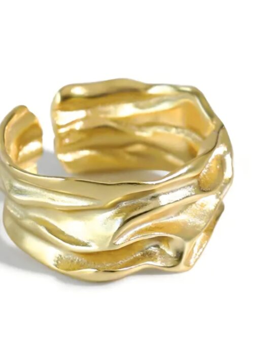 Γυναικείο Ατσάλινο Δαχτυλίδι Statement σε Χρυσή Απόχρωση – Stainless Steel Ring