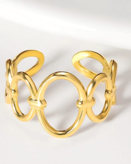 Γυναικείο Ατσάλινο Δαχτυλίδι Κρίκοι σε Χρυσή Απόχρωση – Stainless Steel Ring