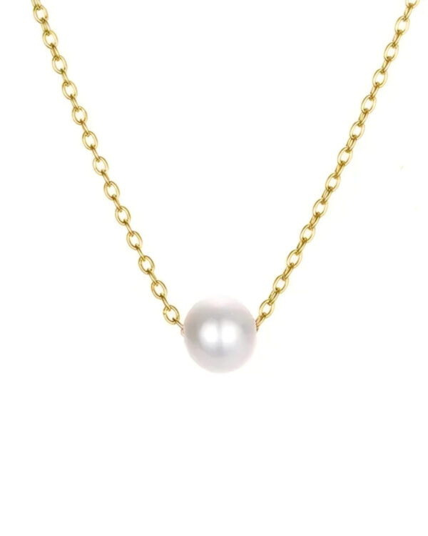Ατσάλινο Κολιέ με Πέρλα σε Χρυσή Αλυσίδα – Minimal Stainless Steel Necklace