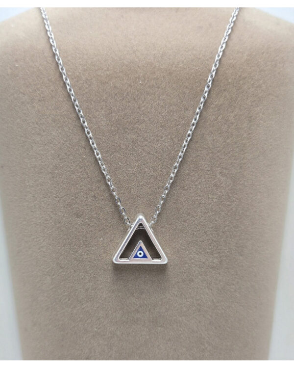 Μενταγιόν Ανοξείδωτο Ατσάλι σε Ασημί Απόχρωση με Τριγωνικό Μοτίφ & Μάτι