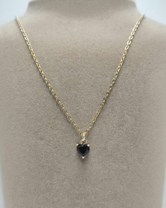 Μενταγιόν Ανοξείδωτο Ατσάλι σε Χρυσή Απόχρωση με Μαύρη Καρδιά