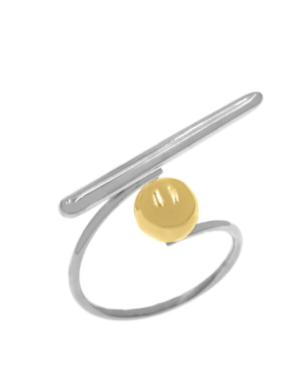 Δαχτυλίδι Ατσάλινο Μπάρα & Μπίλια 3mm/8mm Διχρωμο