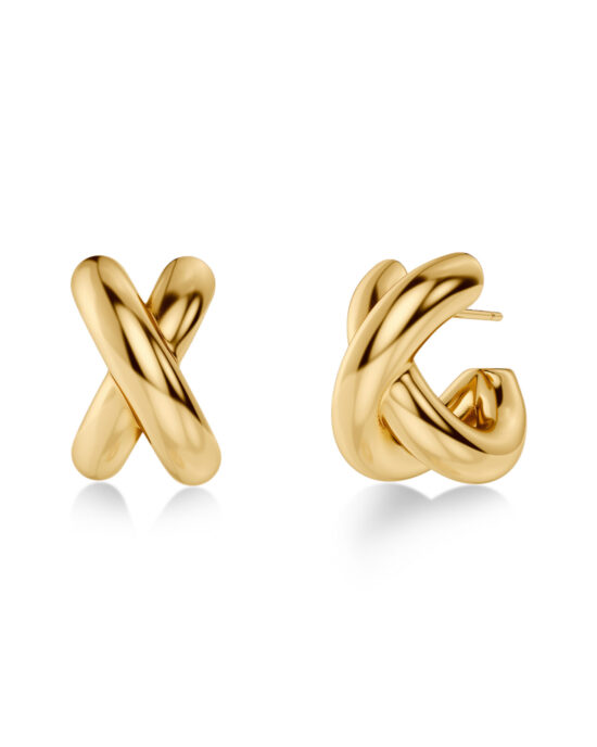 EDBLAD Ατσάλινα Σκουλαρίκια Gold Tone Cross Design