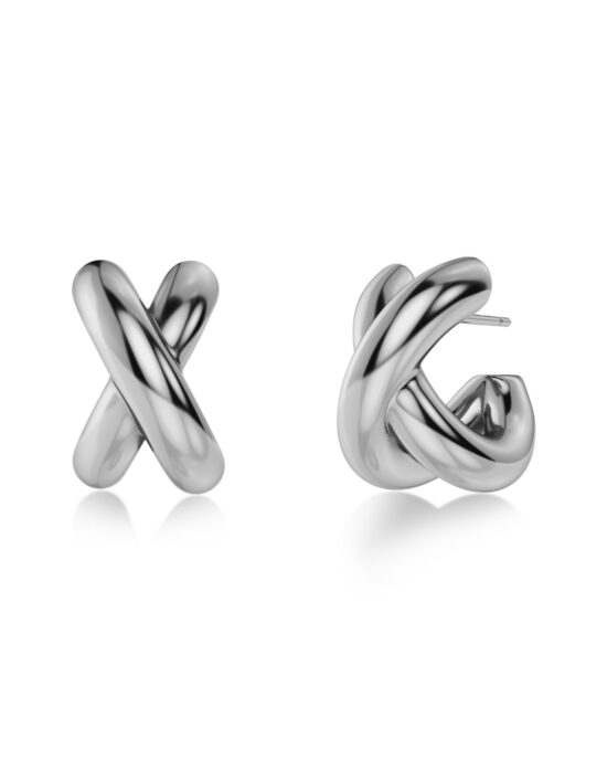 EDBLAD Ατσάλινα Σκουλαρίκια Silver Tone Cross Design