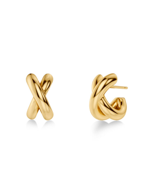 EDBLAD Ατσάλινα Σκουλαρίκια Gold Tone Criss Cross Design