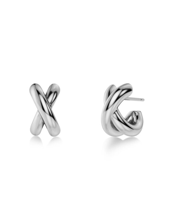 EDBLAD Ατσάλινα Σκουλαρίκια Silver Tone Criss Cross Design
