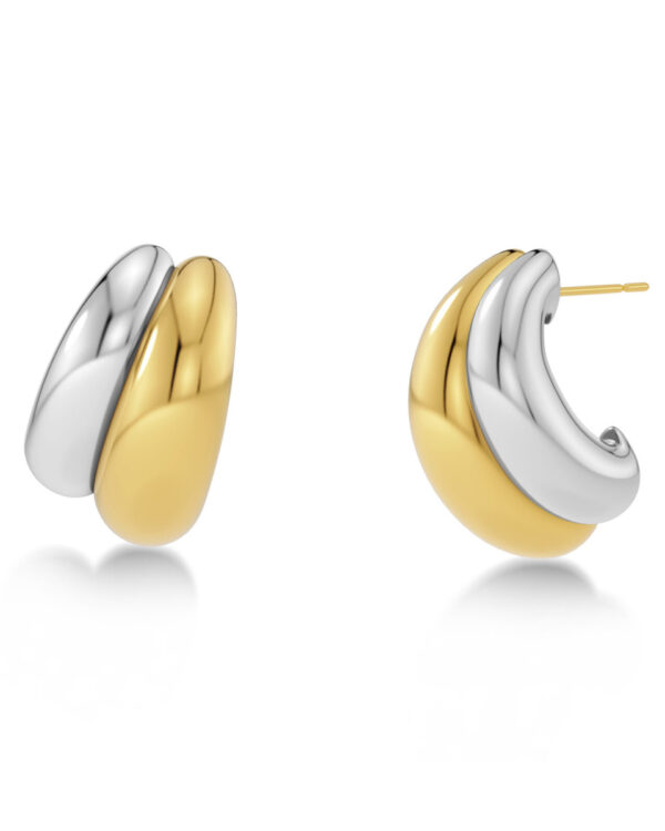 EDBLAD Ατσάλινα Σκουλαρίκια Κρίκοι Two Tone Gold & Silver