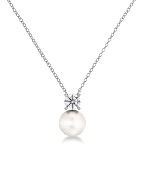 EDBLAD Ατσάλινο Κολιέ Silver Tone με Πέρλα & Zircon Stone