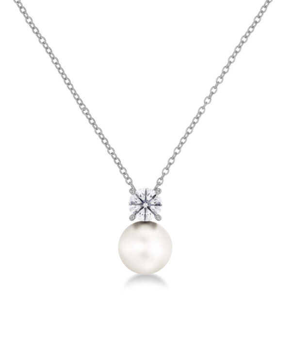 EDBLAD Ατσάλινο Κολιέ Silver Tone με Πέρλα & Zircon Stone