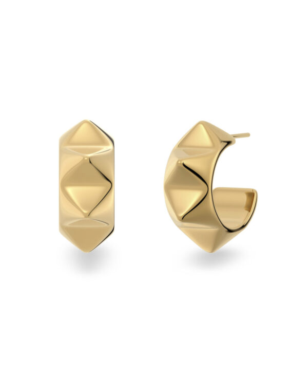 EDBLAD Ατσάλινα Σκουλαρίκια Κρίκοι Gold Tone Geometric Design