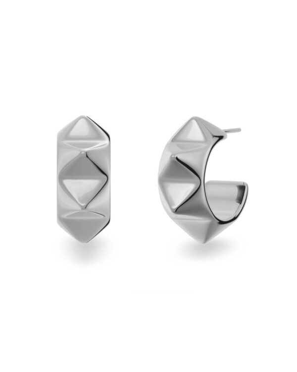 EDBLAD Ατσάλινα Σκουλαρίκια Κρίκοι Silver Tone Geometric Design