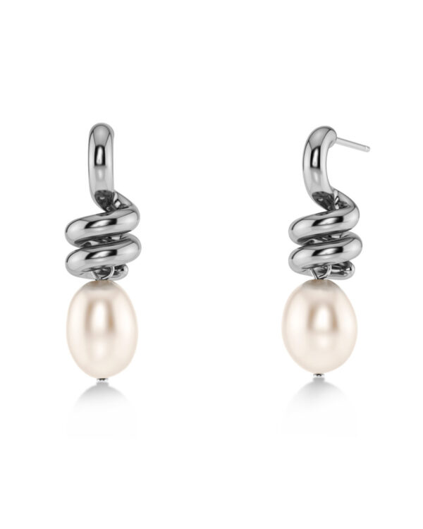 EDBLAD Ατσάλινα Σκουλαρίκια Silver Tone με Πέρλα Drop Design