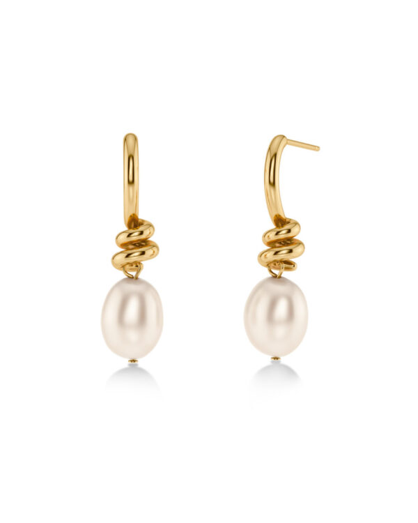 EDBLAD Ατσάλινα Σκουλαρίκια Gold Tone με Πέρλα Drop Design