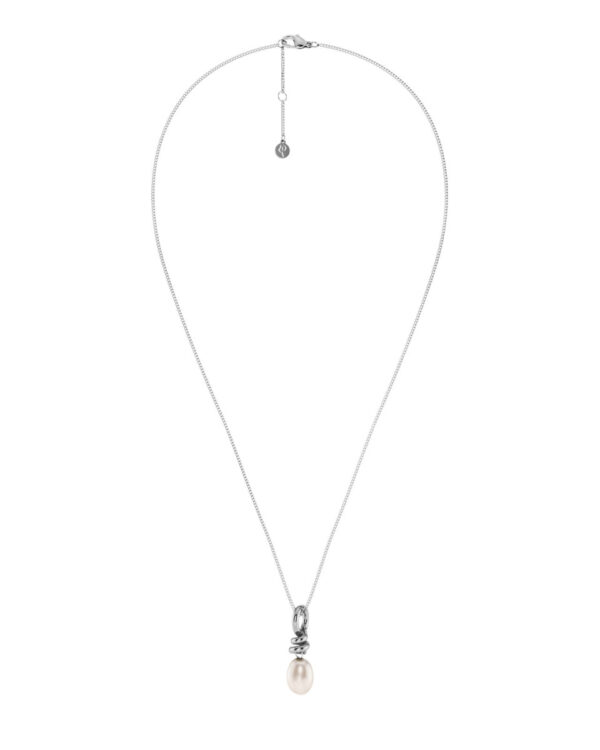 EDBLAD Ατσάλινο Κολιέ Silver Tone με Πέρλα Drop Pendant