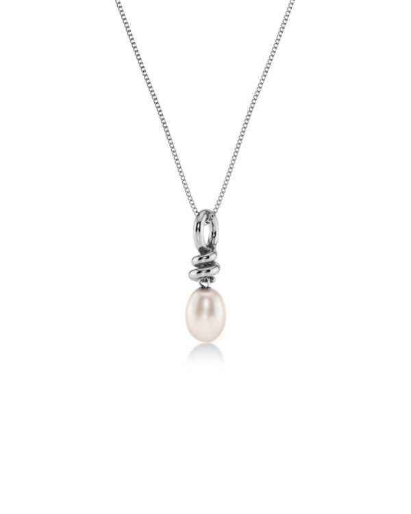 EDBLAD Ατσάλινο Κολιέ Silver Tone με Πέρλα Drop Pendant