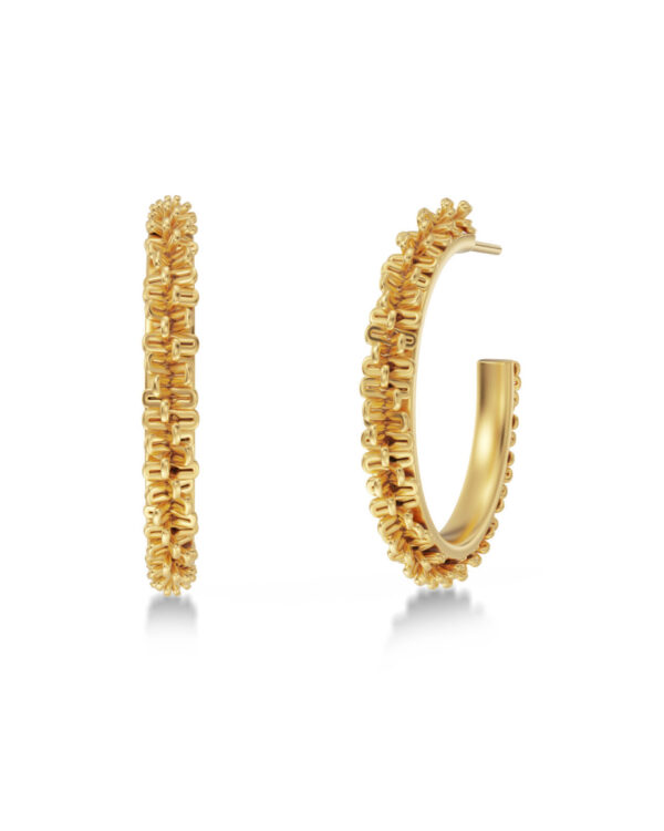 EDBLAD Ατσάλινα Σκουλαρίκια Κρίκοι Gold Tone Textured Design