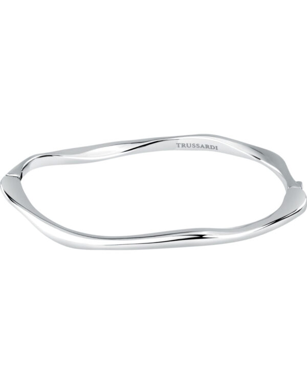 Trussardi Stainless Steel Bangle Bracelet σε Ασημί Τόνο με Organic T-Design