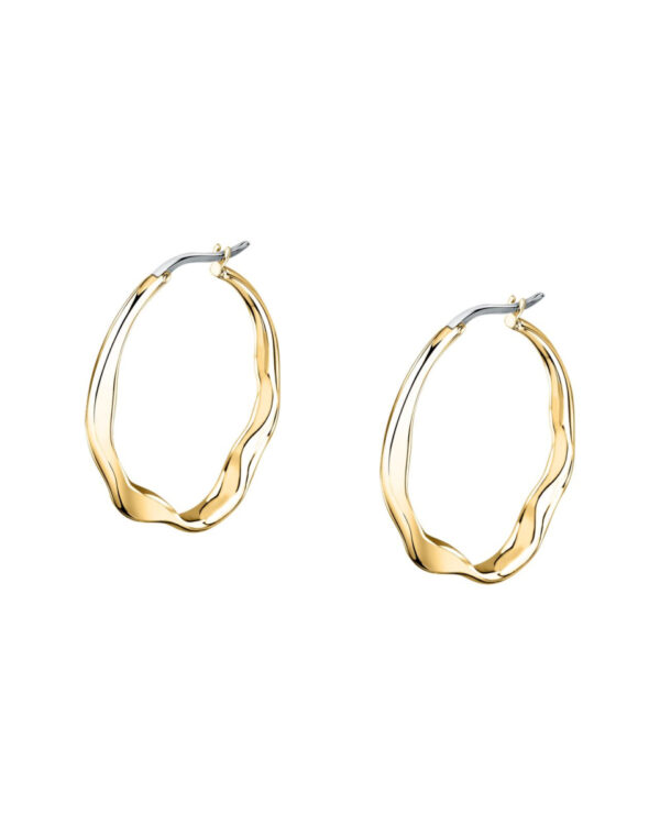 Trussardi Stainless Steel Hoop Earrings σε Χρυσό Τόνο 30mm με T-Design