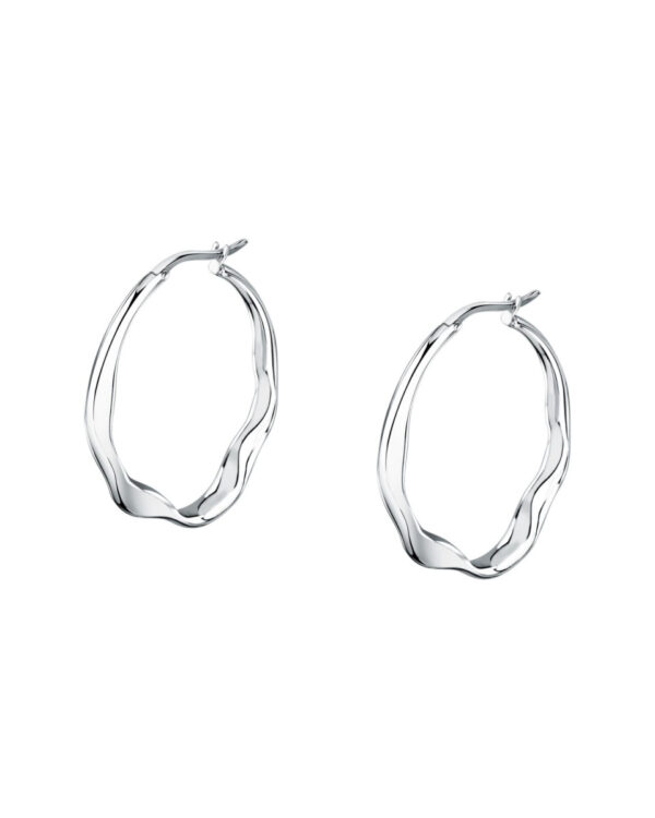 Trussardi Stainless Steel Hoop Earrings σε Ασημί Τόνο – Organic Minimal Design