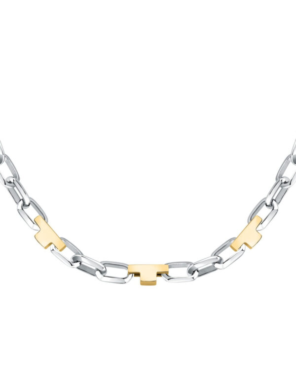 Trussardi Stainless Steel Chain Necklace Δίχρωμο (Ασημί/Χρυσό) με Logo Στοιχεία