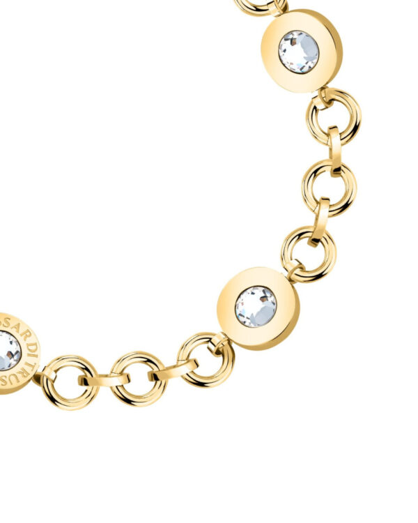 Trussardi Stainless Steel Chain Bracelet σε Χρυσό Τόνο με Logo Charms & Κρύσταλλα
