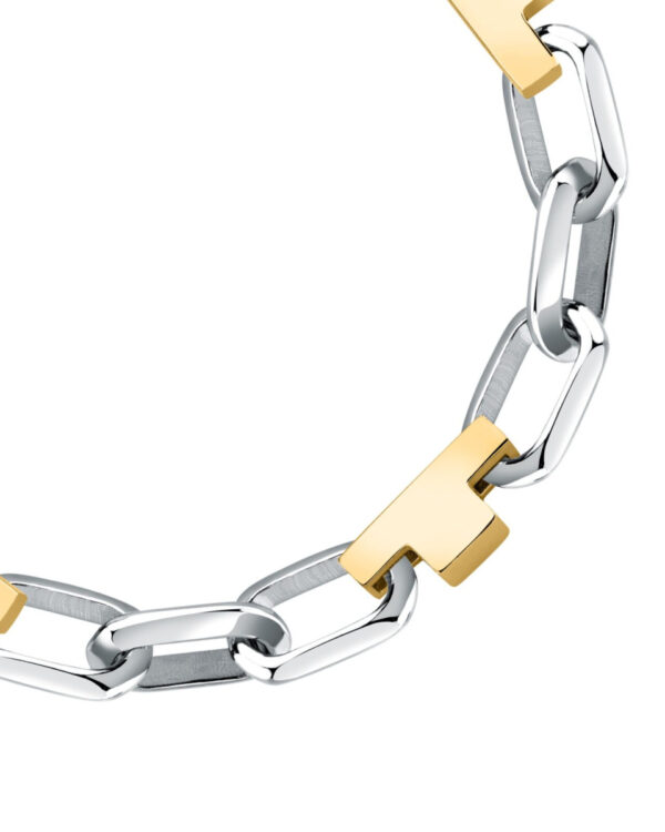 Trussardi Stainless Steel Chain Bracelet Δίχρωμο (Ασημί/Χρυσό) με T-Logo Στοιχεία