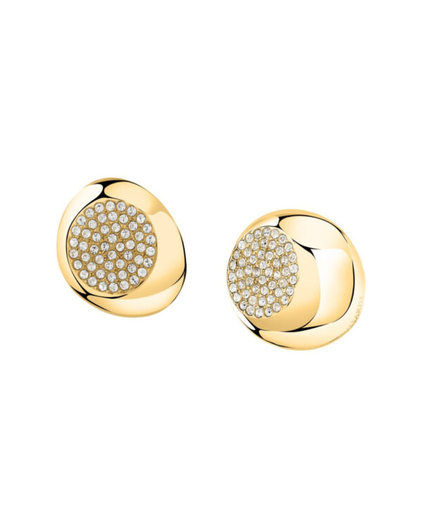 Trussardi Stainless Steel Stud Earrings με Κρύσταλλα σε Χρυσό Τόνο – Elegant Design