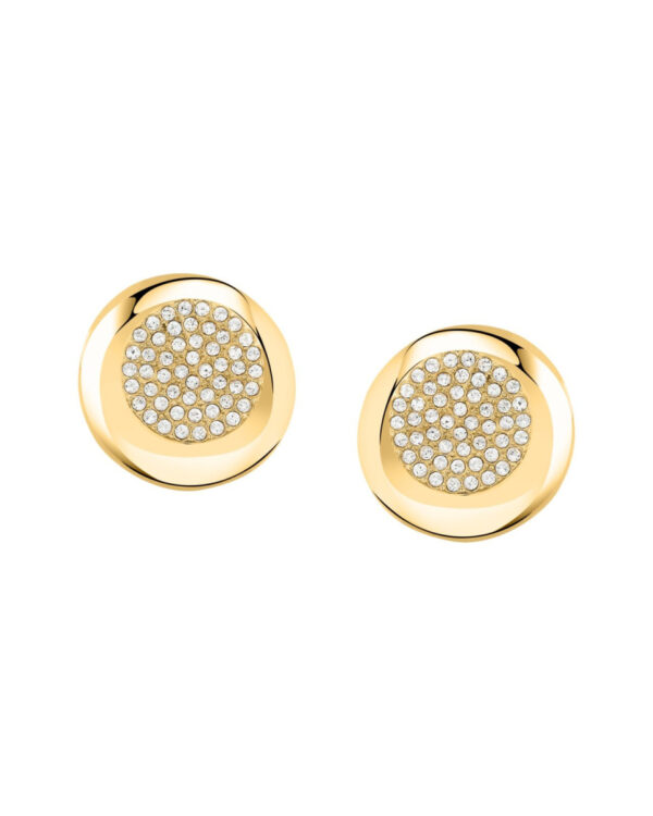 Trussardi Stainless Steel Stud Earrings με Κρύσταλλα σε Χρυσό Τόνο – Elegant Design