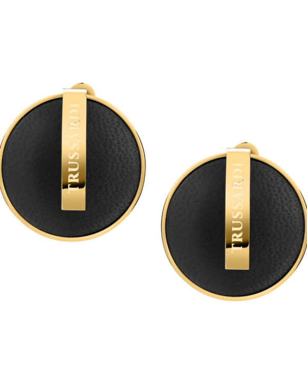 Trussardi Stainless Steel Stud Earrings σε Χρυσό Τόνο με Μαύρη Λεπτομέρεια – Modern Design
