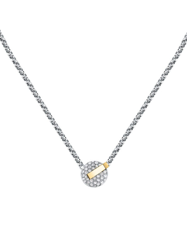 Trussardi Stainless Steel Necklace με Διακοσμητικό Στοιχείο & Κρύσταλλα σε Δίχρωμο Design