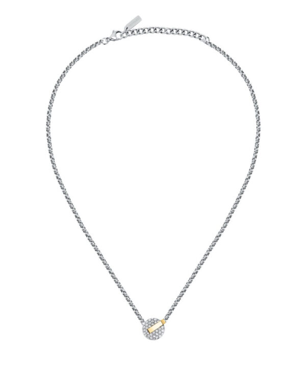 Trussardi Stainless Steel Necklace με Διακοσμητικό Στοιχείο & Κρύσταλλα σε Δίχρωμο Design