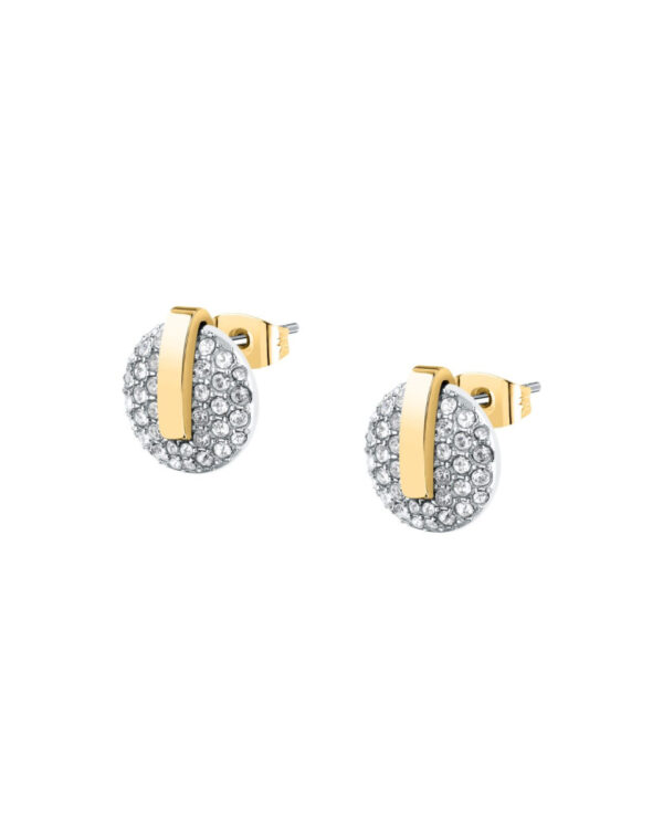Trussardi Stainless Steel Stud Earrings με Κρύσταλλα σε Δίχρωμο Elegant Design