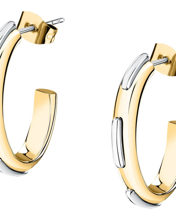 Trussardi Stainless Steel Hoop Earrings σε Χρυσό & Ασημί Τόνο – Minimal Elegant Design