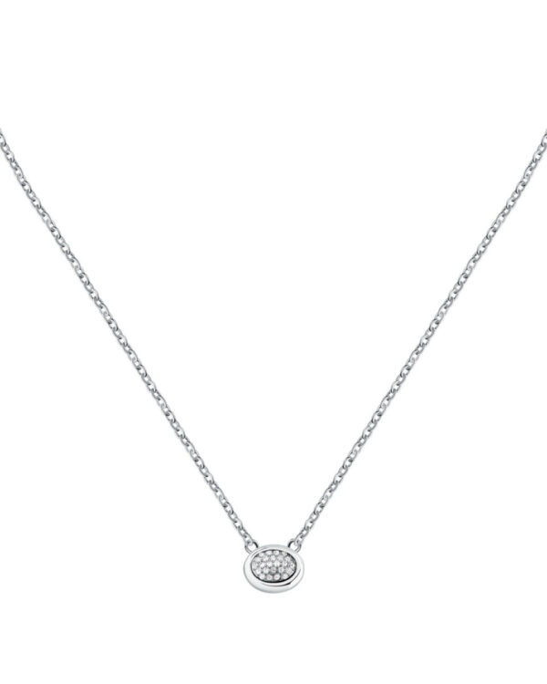 Trussardi Stainless Steel Necklace με Κρύσταλλα σε Ασημί Τόνο – Minimal Elegant Design