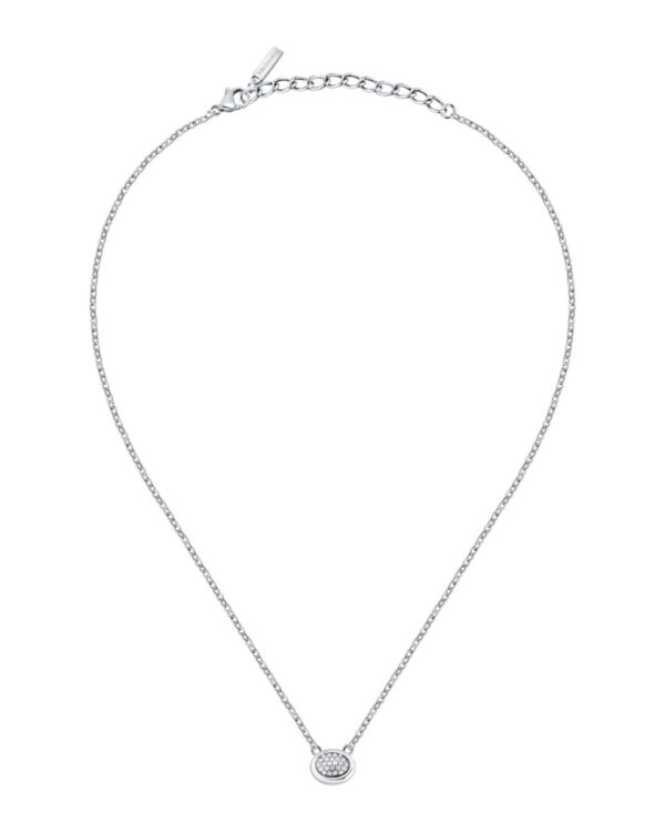 Trussardi Stainless Steel Necklace με Κρύσταλλα σε Ασημί Τόνο – Minimal Elegant Design