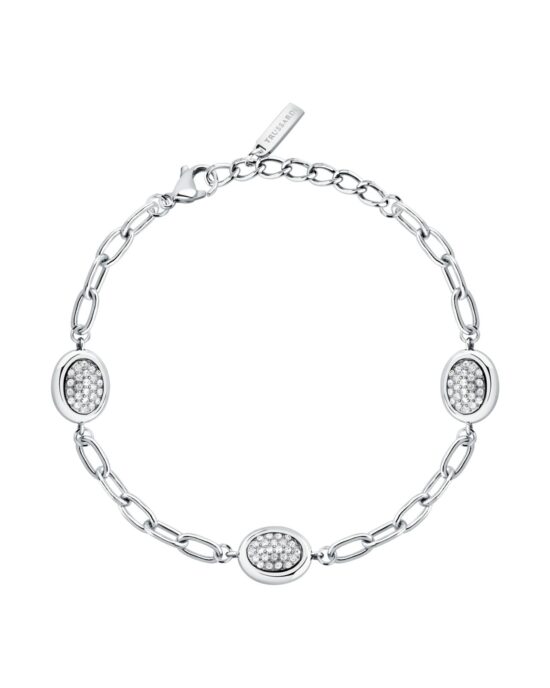 Trussardi Stainless Steel Bracelet με Κρύσταλλα σε Ασημί Τόνο – Minimal Elegant Design