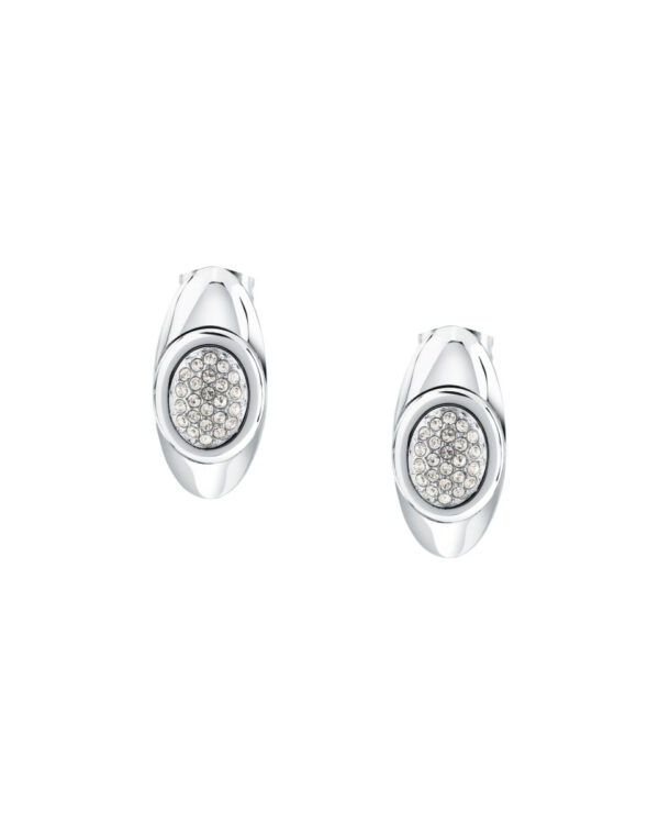 Trussardi Stainless Steel Stud Earrings με Κρύσταλλα σε Ασημί Τόνο – Minimal Elegant Design