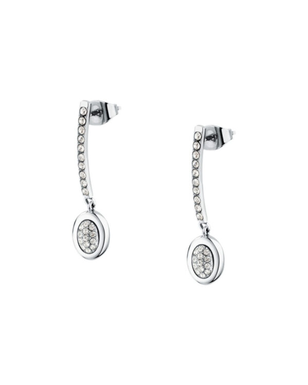Trussardi Stainless Steel Drop Earrings με Κρύσταλλα σε Ασημί Τόνο – Elegant Design