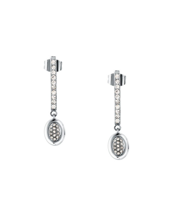 Trussardi Stainless Steel Drop Earrings με Κρύσταλλα σε Ασημί Τόνο – Elegant Design