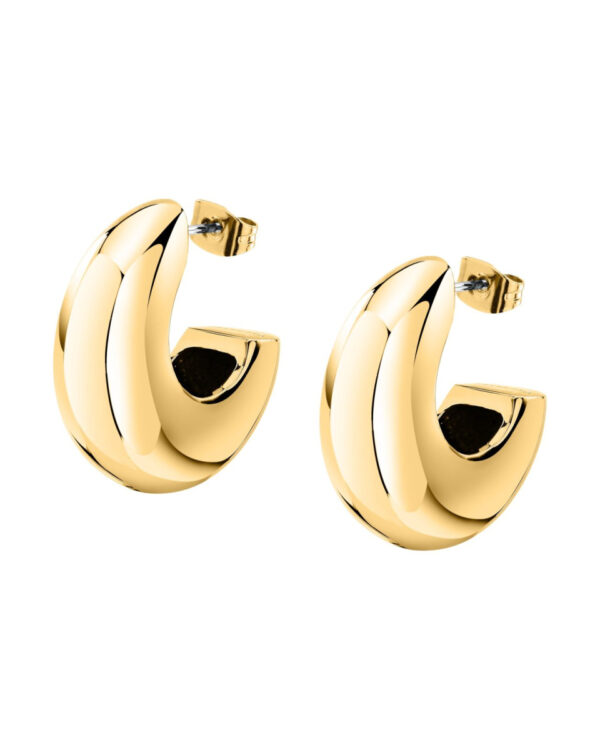 Trussardi Stainless Steel Hoop Earrings σε Χρυσό Τόνο – Chunky Design