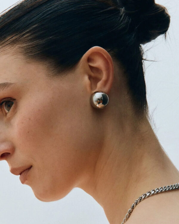 EDBLAD Silver Tone Sphere Stud Earrings Stainless Steel