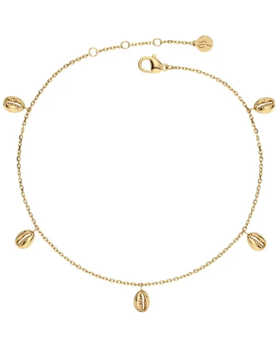 Βραχιόλι Ποδιού Ατσάλινο Coastal Anklet Multi Gold EDBLAD Με Κοχύλια