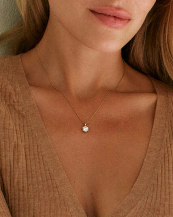EDBLAD Gold Tone Solitaire Crystal Necklace Stainless Steel